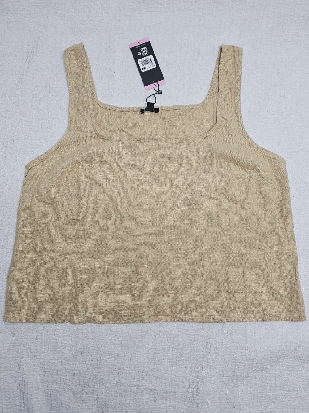 Express Women's Sleeveless  Lightweight Soft Linen Tank Top Cream - Picture 2 of 7